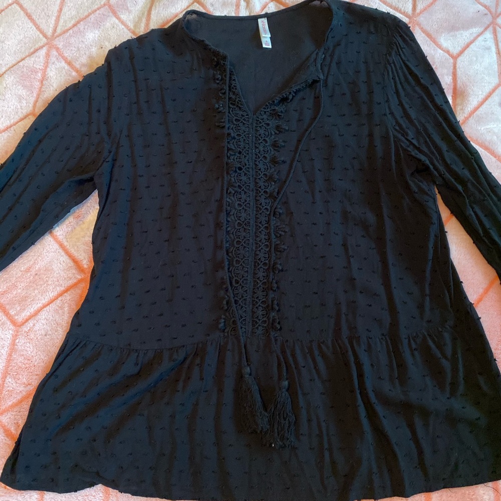 Black bell sleeve blouse